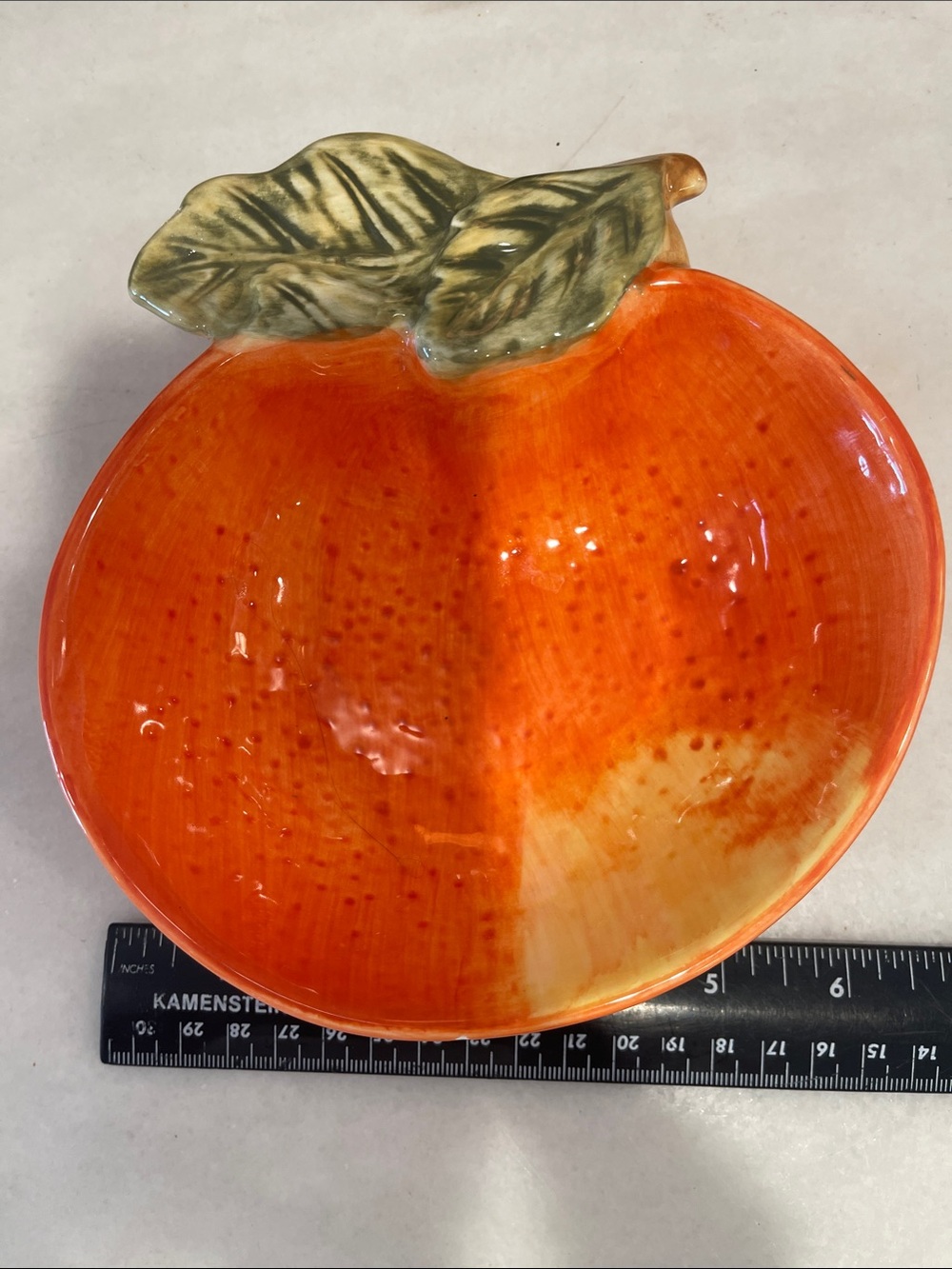Charter Club Orange Dish with Leaf Accent
